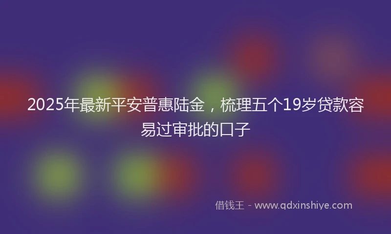 2025年最新平安普惠陆金，梳理五个19岁贷款容易过审批的口子