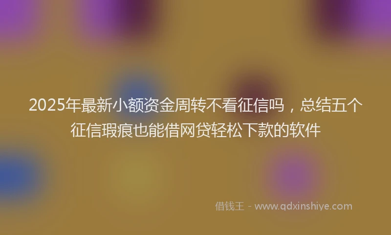 2025年最新小额资金周转不看征信吗，总结五个征信瑕疵也能借网贷轻松下款的软件