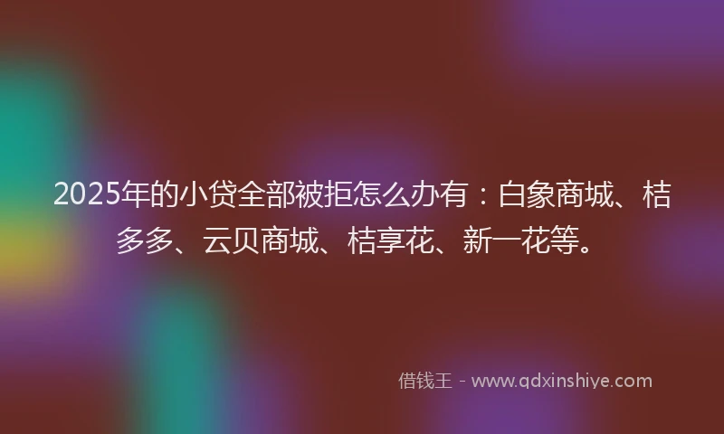 2025年的小贷全部被拒怎么办有：白象商城、桔多多、云贝商城、桔享花、新一花等。