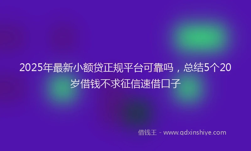 2025年最新小额贷正规平台可靠吗，总结5个20岁借钱不求征信速借口子
