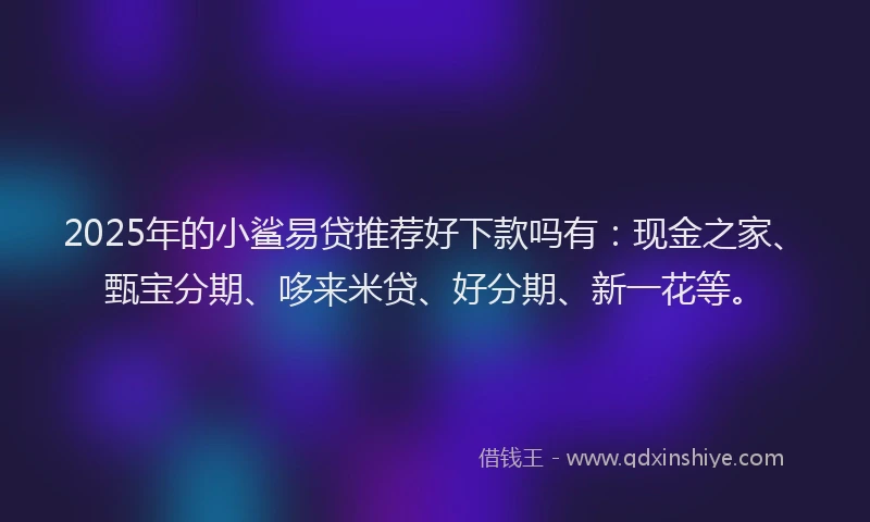 2025年的小鲨易贷推荐好下款吗有：现金之家、甄宝分期、哆来米贷、好分期、新一花等。