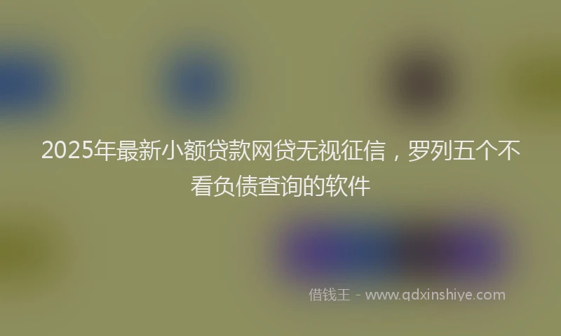 2025年最新小额贷款网贷无视征信，罗列五个不看负债查询的软件