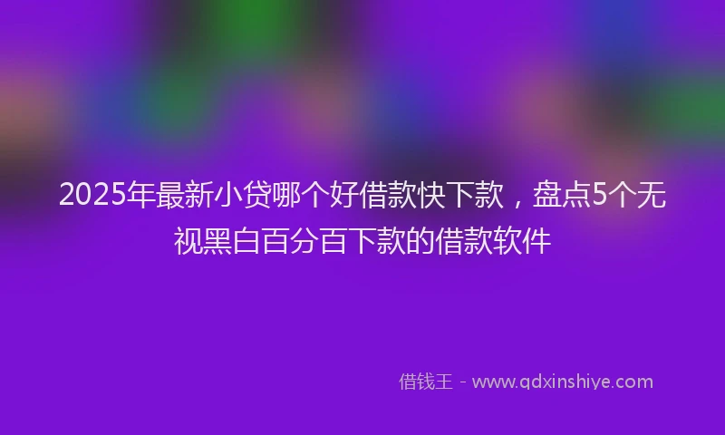 2025年最新小贷哪个好借款快下款，盘点5个无视黑白百分百下款的借款软件