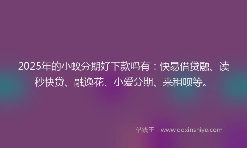 2025年的小蚁分期好下款吗有：快易借贷融、读秒快贷、融逸花、小爱分期、来租呗等。