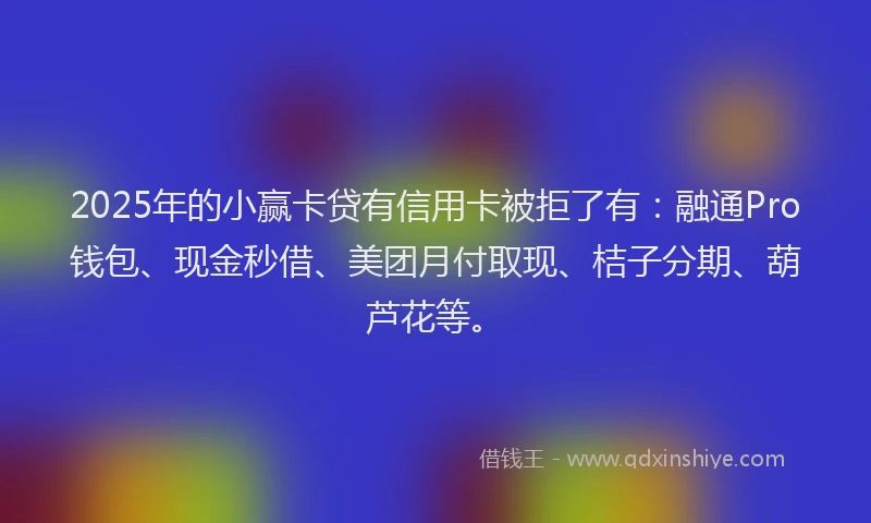 2025年的小赢卡贷有信用卡被拒了有：融通Pro钱包、现金秒借、美团月付取现、桔子分期、葫芦花等。