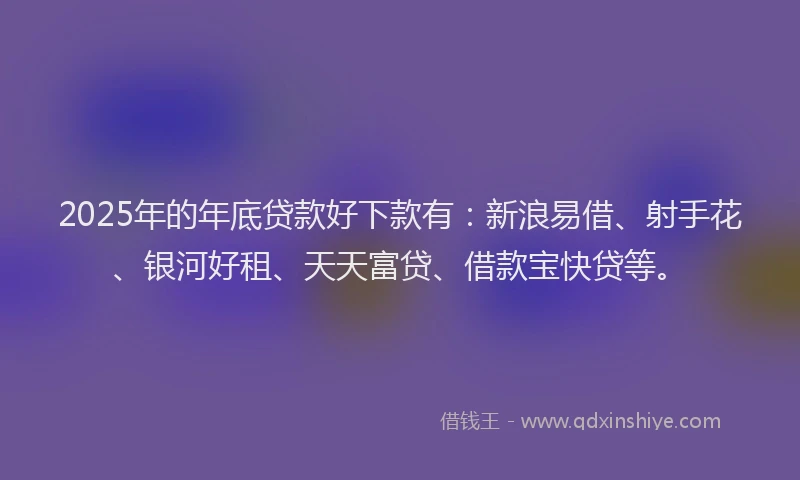 2025年的年底贷款好下款有：新浪易借、射手花、银河好租、天天富贷、借款宝快贷等。