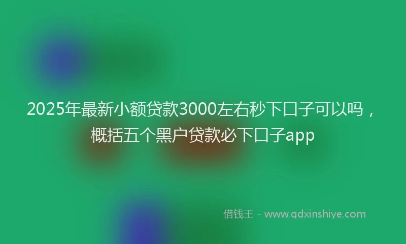 2025年最新小额贷款3000左右秒下口子可以吗，概括五个黑户贷款必下口子app