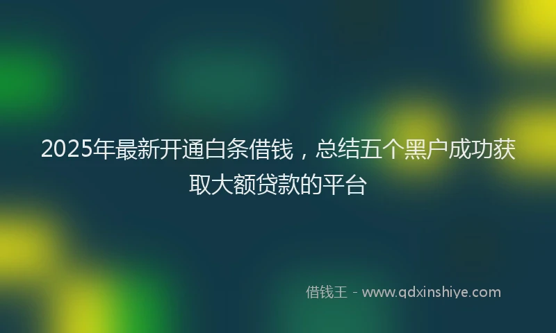 2025年最新开通白条借钱，总结五个黑户成功获取大额贷款的平台