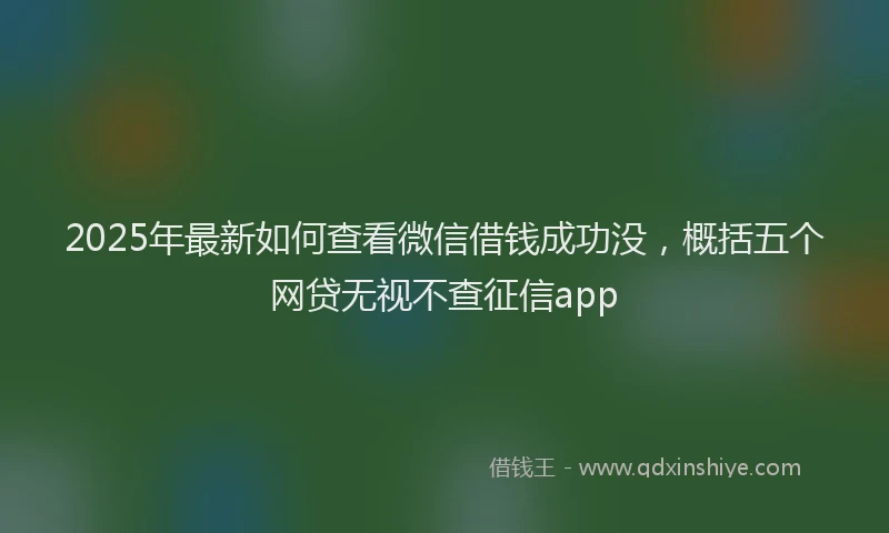 2025年最新如何查看微信借钱成功没，概括五个网贷无视不查征信app