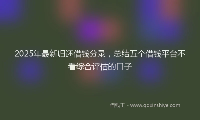 2025年最新归还借钱分录，总结五个借钱平台不看综合评估的口子