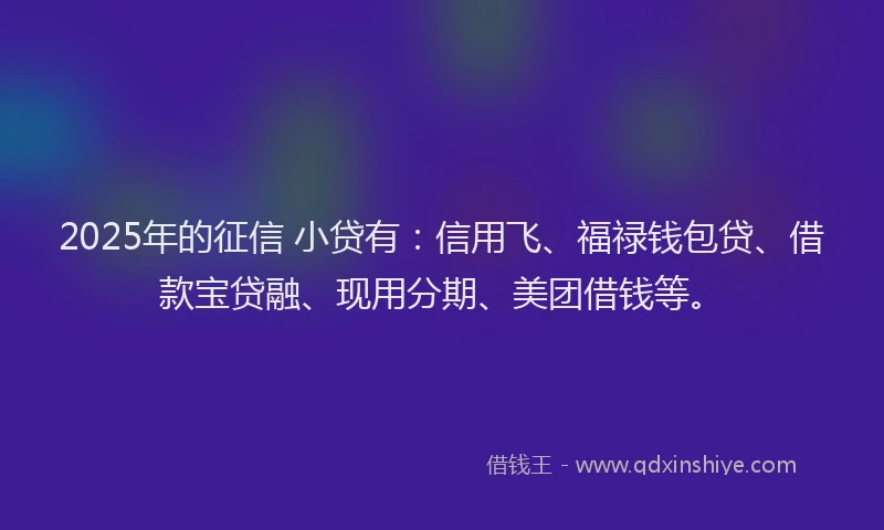 2025年的征信 小贷有：信用飞、福禄钱包贷、借款宝贷融、现用分期、美团借钱等。