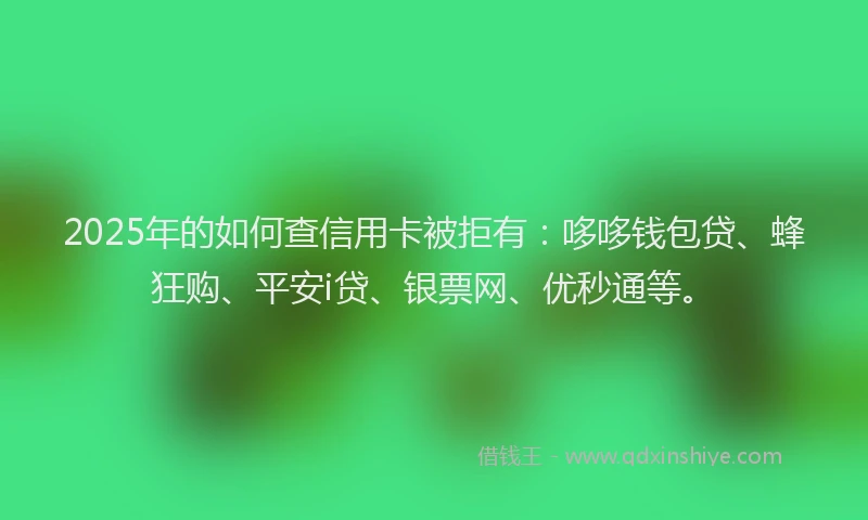 2025年的如何查信用卡被拒有：哆哆钱包贷、蜂狂购、平安i贷、银票网、优秒通等。