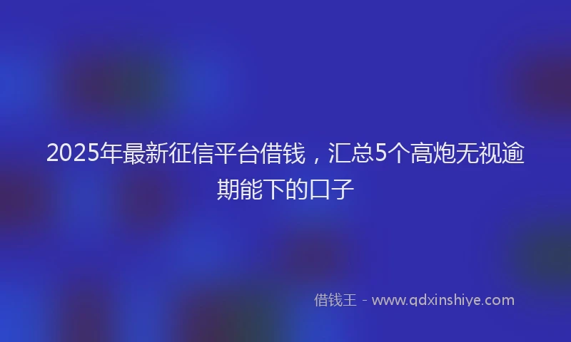 2025年最新征信平台借钱，汇总5个高炮无视逾期能下的口子