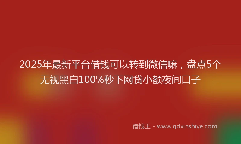 2025年最新平台借钱可以转到微信嘛，盘点5个无视黑白100%秒下网贷小额夜间口子