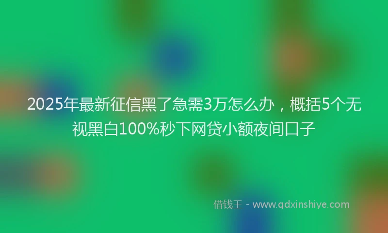 2025年最新征信黑了急需3万怎么办，概括5个无视黑白100%秒下网贷小额夜间口子
