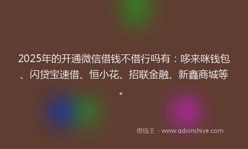 2025年的开通微信借钱不借行吗有：哆来咪钱包、闪贷宝速借、恒小花、招联金融、新鑫商城等。