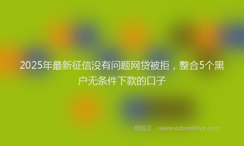 2025年最新征信没有问题网贷被拒，整合5个黑户无条件下款的口子