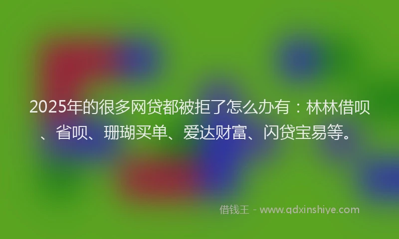 2025年的很多网贷都被拒了怎么办有：林林借呗、省呗、珊瑚买单、爱达财富、闪贷宝易等。