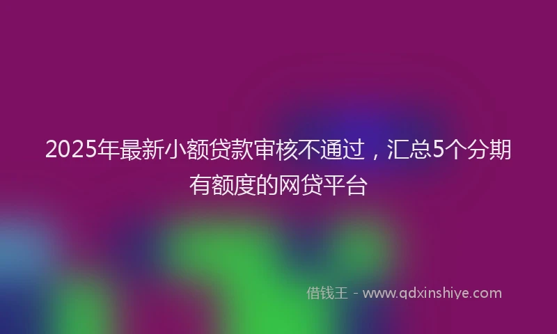 2025年最新小额贷款审核不通过，汇总5个分期有额度的网贷平台
