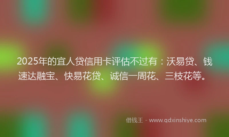 2025年的宜人贷信用卡评估不过有：沃易贷、钱速达融宝、快易花贷、诚信一周花、三枝花等。