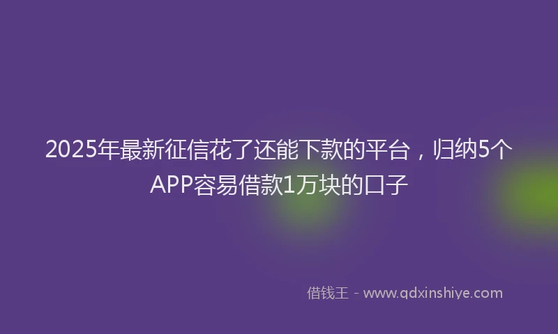 2025年最新征信花了还能下款的平台，归纳5个APP容易借款1万块的口子