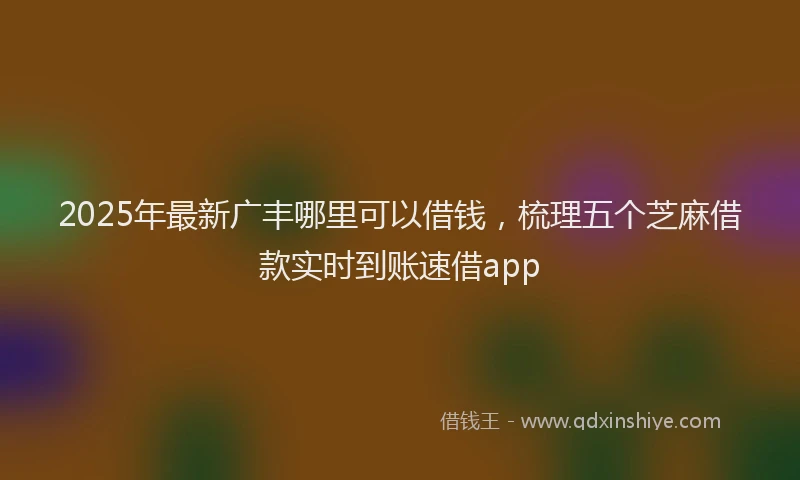 2025年最新广丰哪里可以借钱，梳理五个芝麻借款实时到账速借app