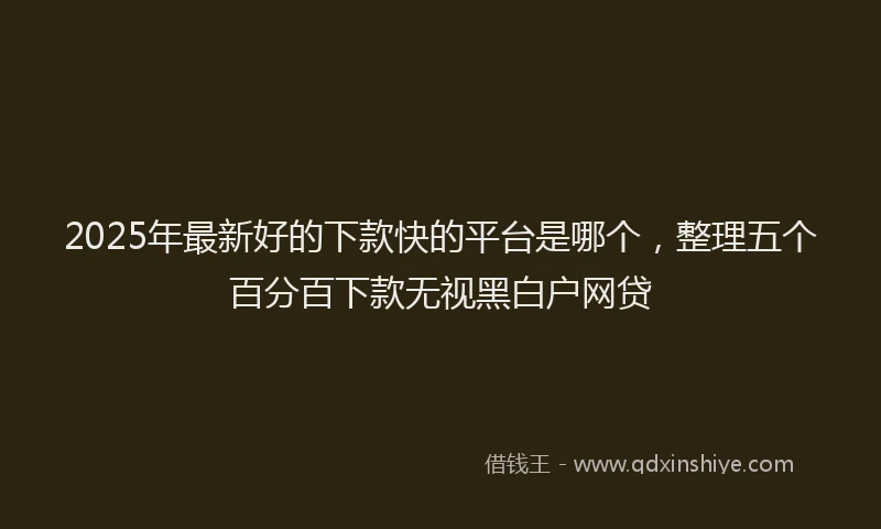 2025年最新好的下款快的平台是哪个，整理五个百分百下款无视黑白户网贷