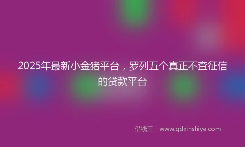 2025年最新小金猪平台，罗列五个真正不查征信的贷款平台