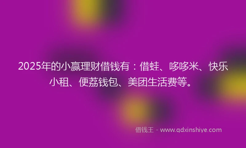 2025年的小赢理财借钱有：借蛙、哆哆米、快乐小租、便荔钱包、美团生活费等。