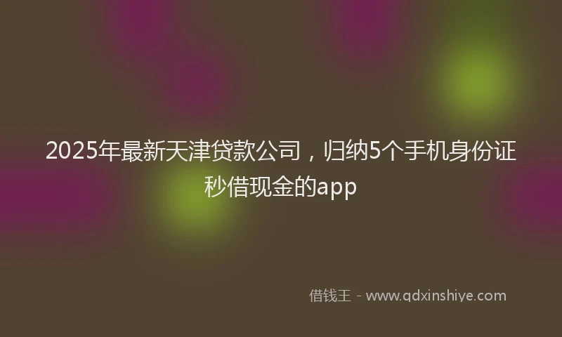 2025年最新天津贷款公司，归纳5个手机身份证秒借现金的app
