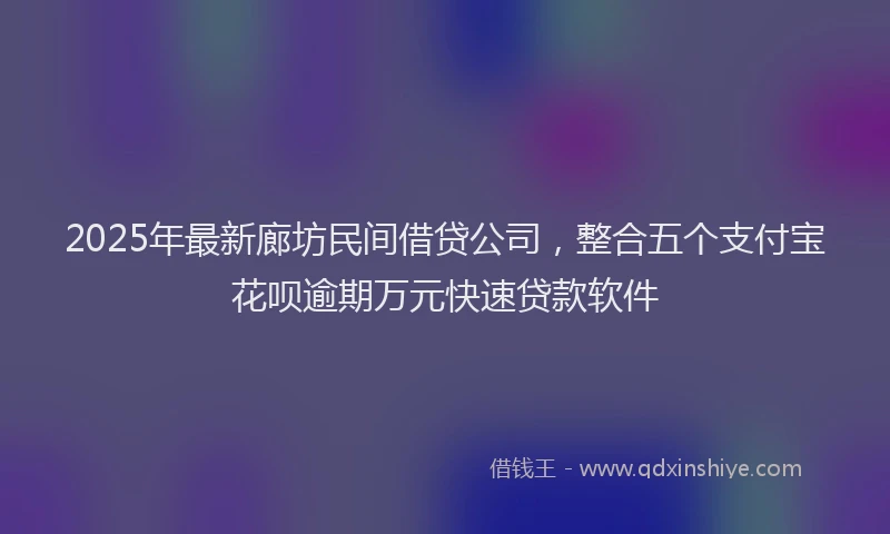 2025年最新廊坊民间借贷公司，整合五个支付宝花呗逾期万元快速贷款软件