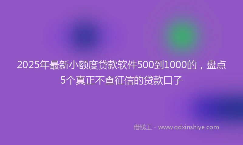 2025年最新小额度贷款软件500到1000的，盘点5个真正不查征信的贷款口子