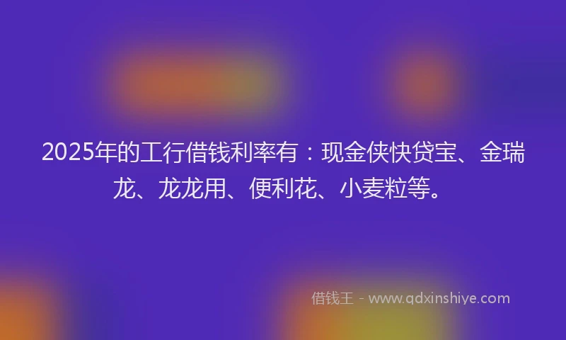2025年的工行借钱利率有：现金侠快贷宝、金瑞龙、龙龙用、便利花、小麦粒等。