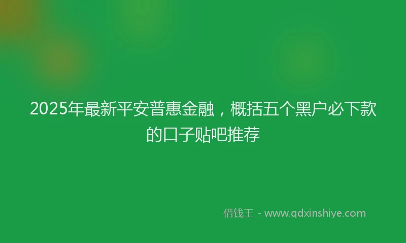 2025年最新平安普惠金融，概括五个黑户必下款的口子贴吧推荐