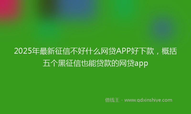 2025年最新征信不好什么网贷APP好下款，概括五个黑征信也能贷款的网贷app