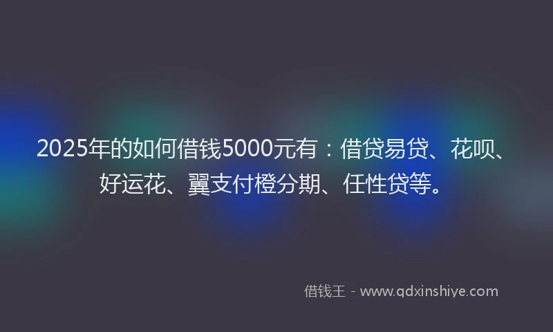 2025年的如何借钱5000元有：借贷易贷、花呗、好运花、翼支付橙分期、任性贷等。