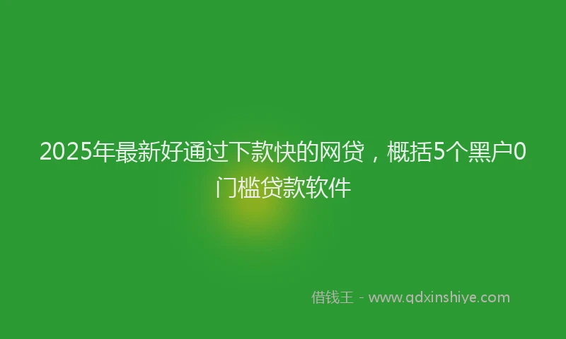 2025年最新好通过下款快的网贷，概括5个黑户0门槛贷款软件