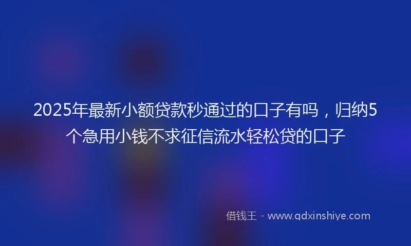 2025年最新小额贷款秒通过的口子有吗，归纳5个急用小钱不求征信流水轻松贷的口子