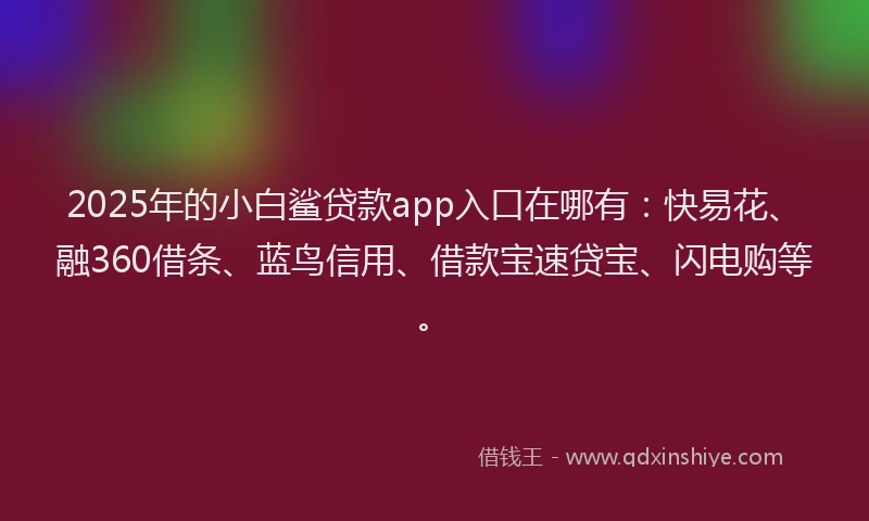 2025年的小白鲨贷款app入口在哪有：快易花、融360借条、蓝鸟信用、借款宝速贷宝、闪电购等。