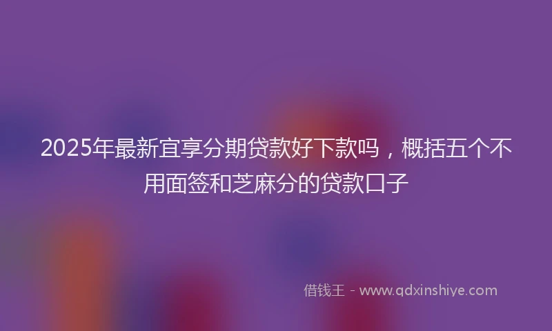 2025年最新宜享分期贷款好下款吗，概括五个不用面签和芝麻分的贷款口子
