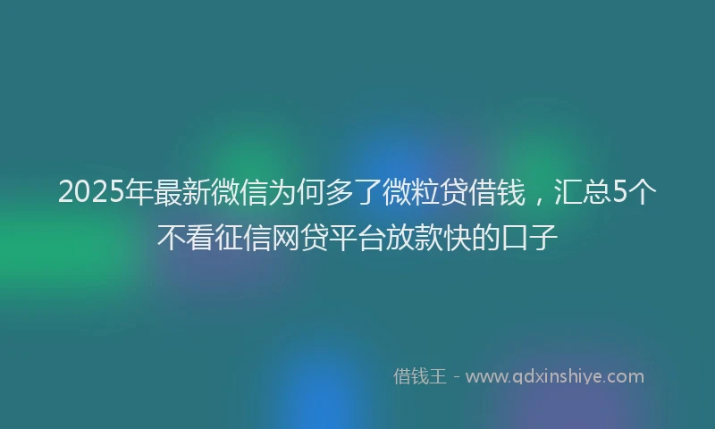 2025年最新微信为何多了微粒贷借钱，汇总5个不看征信网贷平台放款快的口子