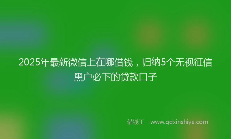 2025年最新微信上在哪借钱，归纳5个无视征信黑户必下的贷款口子