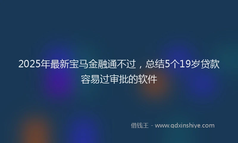 2025年最新宝马金融通不过，总结5个19岁贷款容易过审批的软件