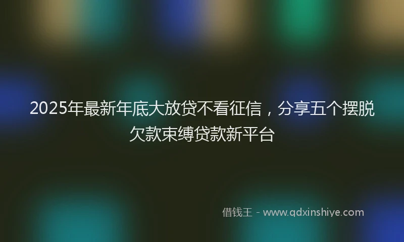 2025年最新年底大放贷不看征信，分享五个摆脱欠款束缚贷款新平台