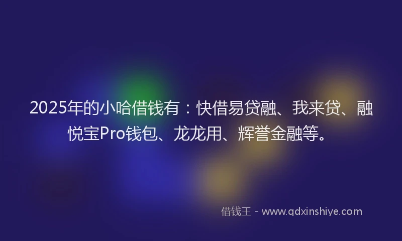2025年的小哈借钱有：快借易贷融、我来贷、融悦宝Pro钱包、龙龙用、辉誉金融等。