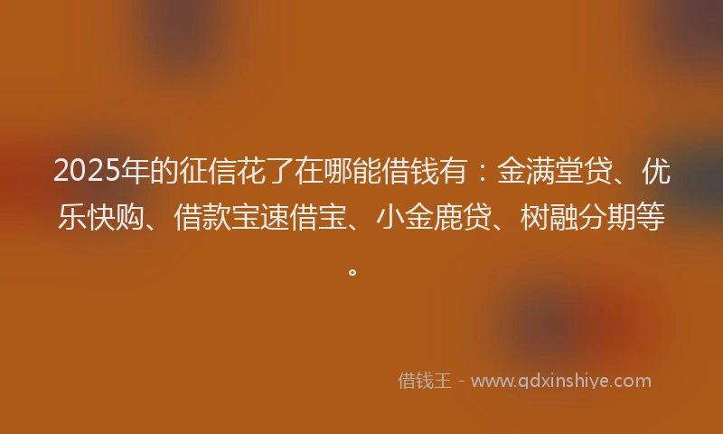 2025年的征信花了在哪能借钱有：金满堂贷、优乐快购、借款宝速借宝、小金鹿贷、树融分期等。