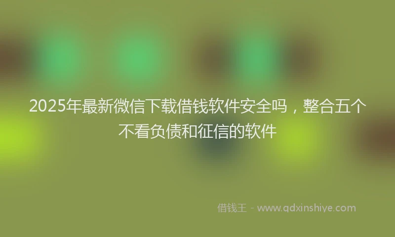 2025年最新微信下载借钱软件安全吗，整合五个不看负债和征信的软件