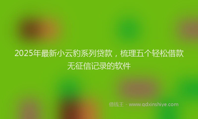 2025年最新小云豹系列贷款，梳理五个轻松借款无征信记录的软件