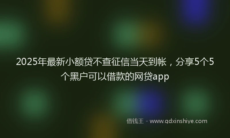 2025年最新小额贷不查征信当天到帐，分享5个5个黑户可以借款的网贷app