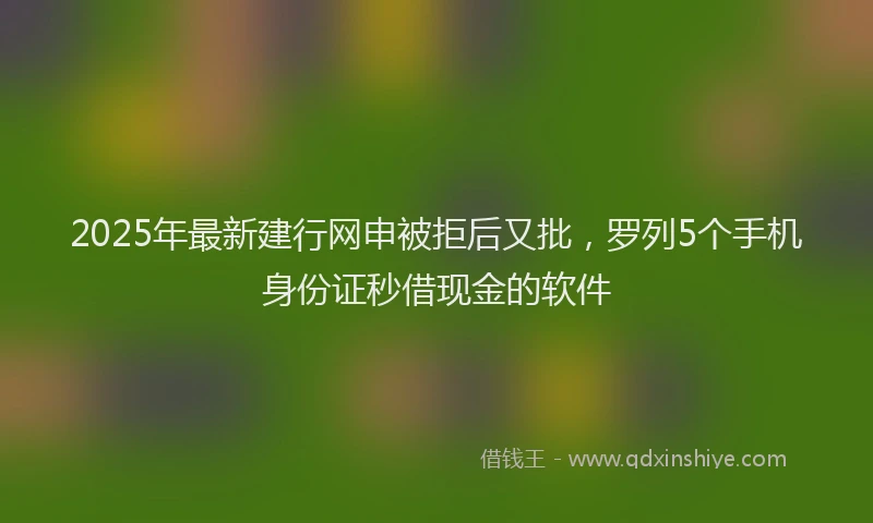 2025年最新建行网申被拒后又批，罗列5个手机身份证秒借现金的软件